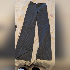 Mango Charcoal Pinstripe Dress Pants/Flare Leggings